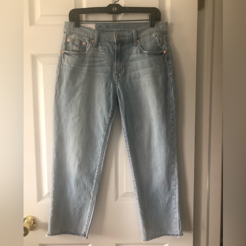 GAP Petite “Girlfriend Mid Rise” Light Blue Jeans